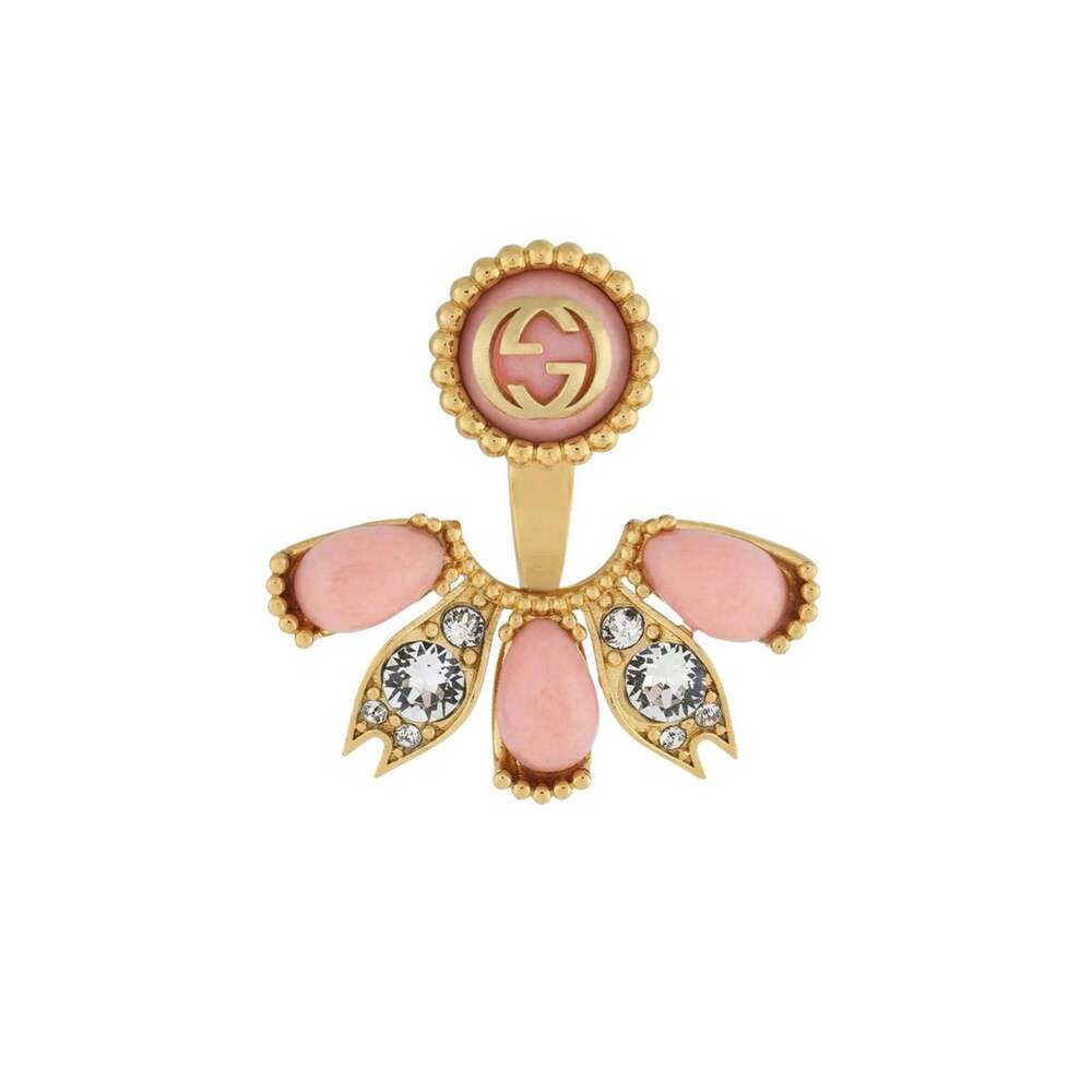 Gucci - Interlocking G Crystal Single Earring in Gold-tone Brass